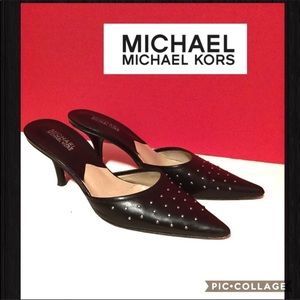 Michael Kors size 8 1/2 black mules silver studded